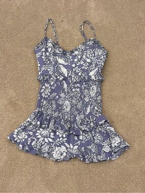 Hello Molly Blue/Purple and White Mini Dress